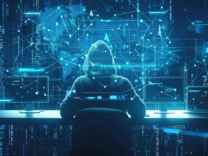 A modern enterprise operations center where security leaders and executives review user access, network activity, and risk dashboards across hybrid environments.